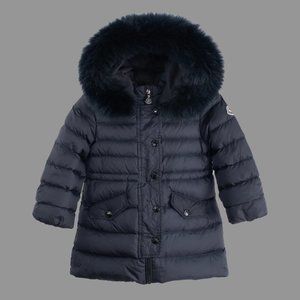 [2y] MONCLER Enfant Essentiel Giubbotto Down Long Jacket - Navy